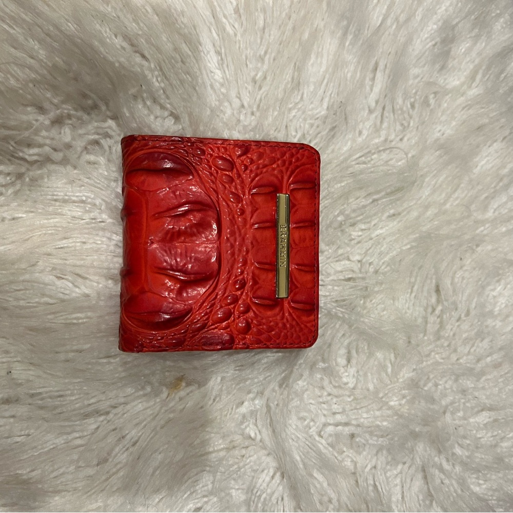 Brahmin Red Embossed Wallet with Gold Accent